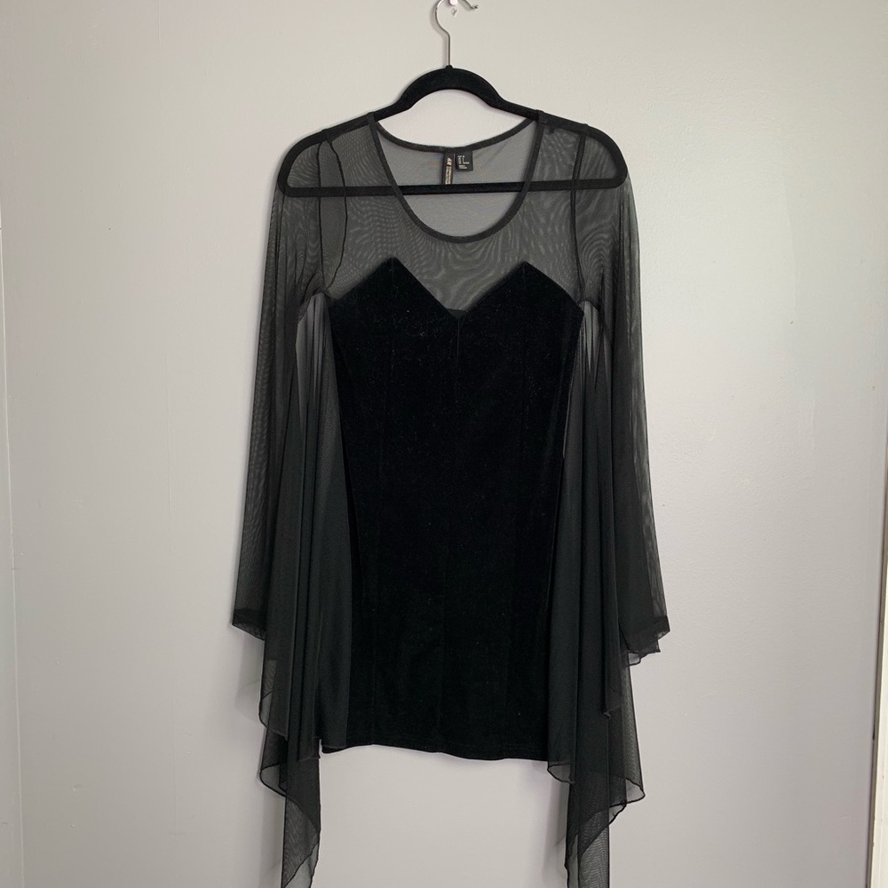 H&M Velvet and Mesh Batwing Dress